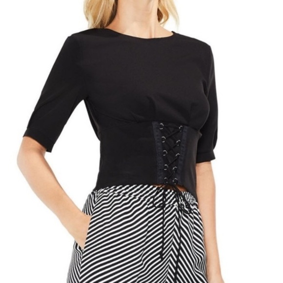 Vince Camuto Tops - VINCE CAMUTO Black Top with Front Corset, Size M